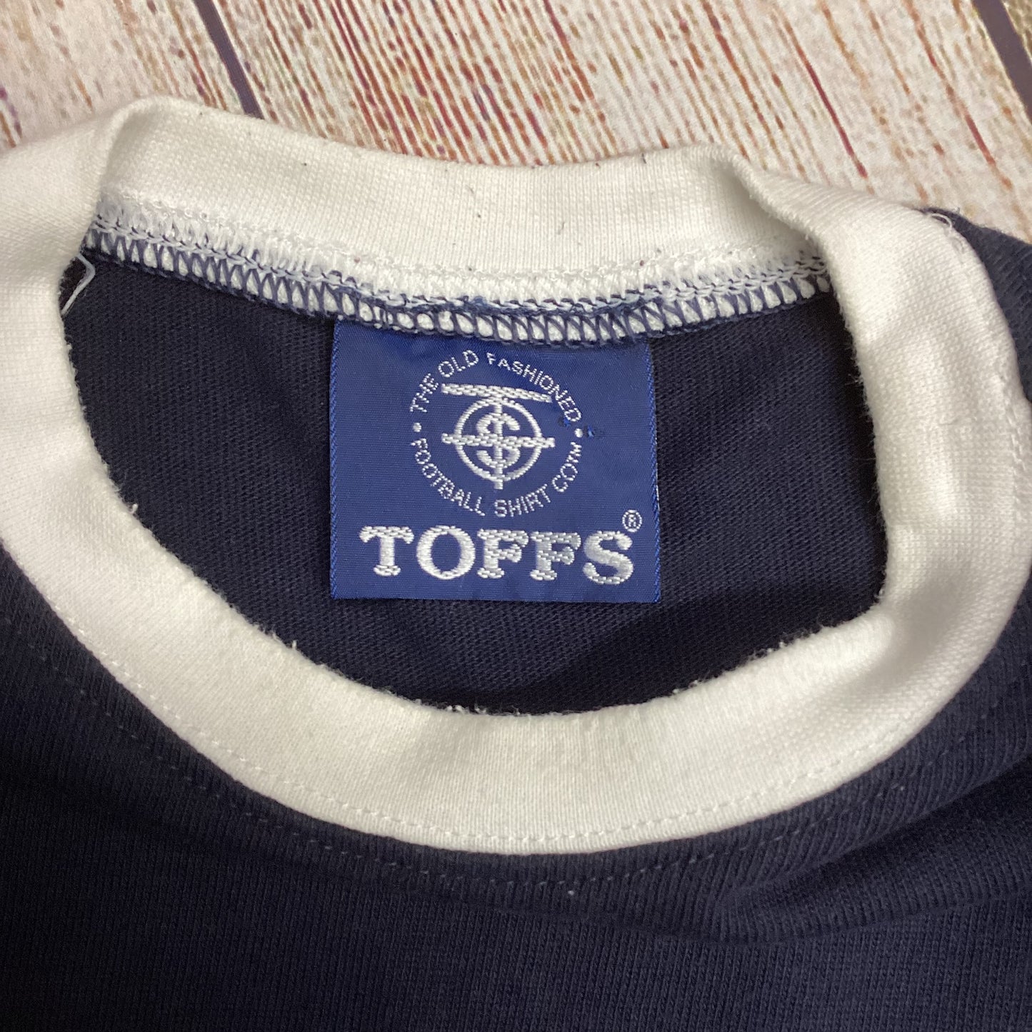 Toffs Scotland 1970s Navy Blue Retro Home Long Sleeve Football Top Size M