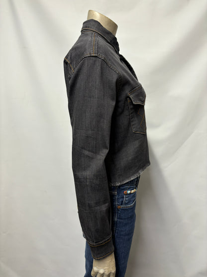 People of An Nation Grey Denim Cropped Jacket Small