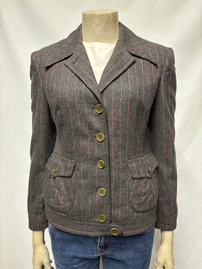 Paul Smith Grey and Pink Pinstripe Blazer Small