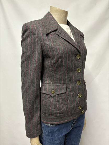 Paul Smith Grey and Pink Pinstripe Blazer Small