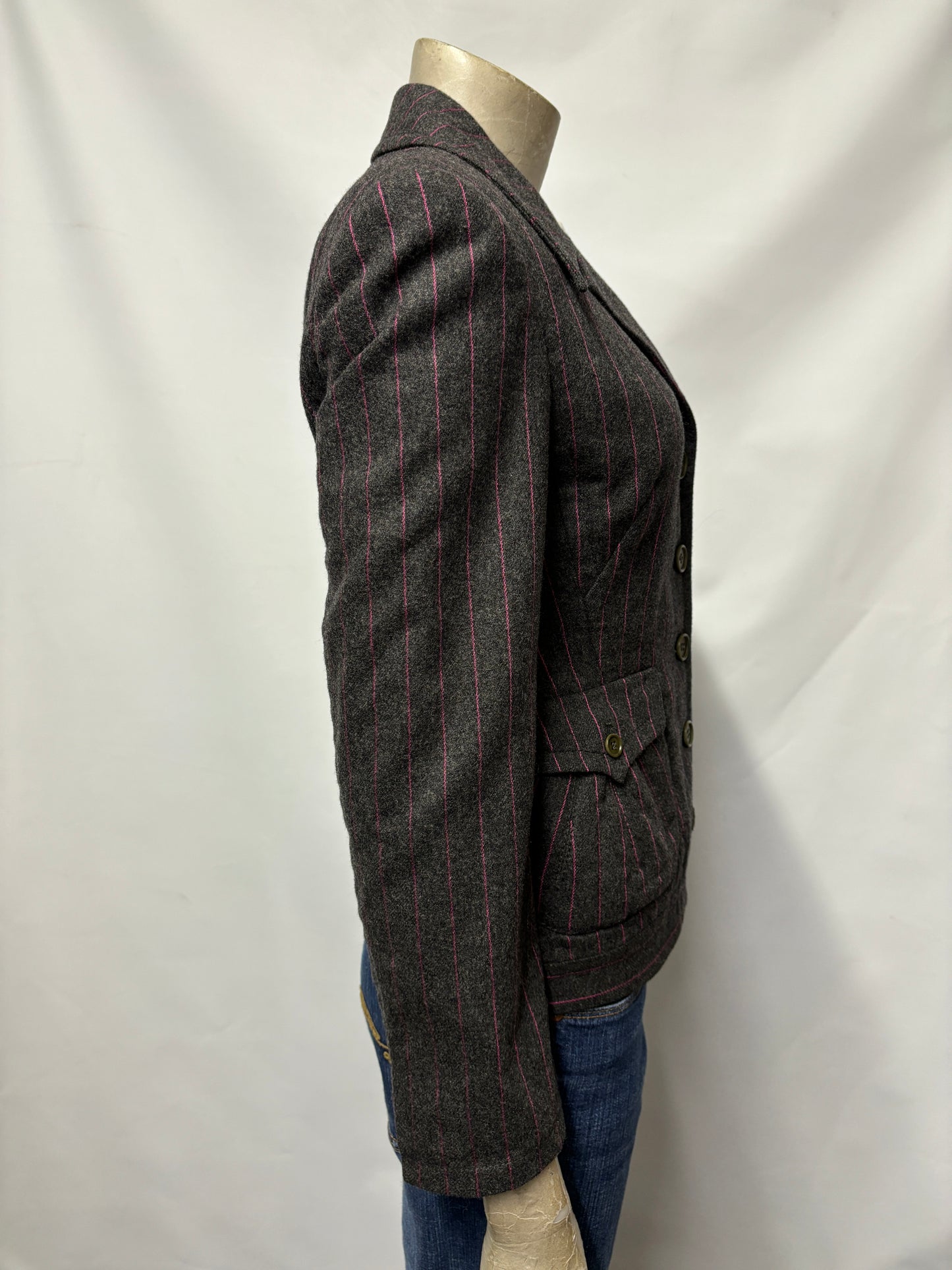 Paul Smith Grey and Pink Pinstripe Blazer Small