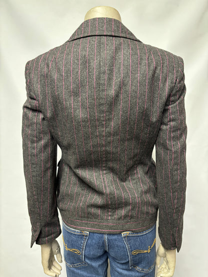 Paul Smith Grey and Pink Pinstripe Blazer Small