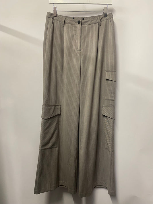 Urban Outfitters Grey Pinstripe Flared Suit Cargo Trousers Medium