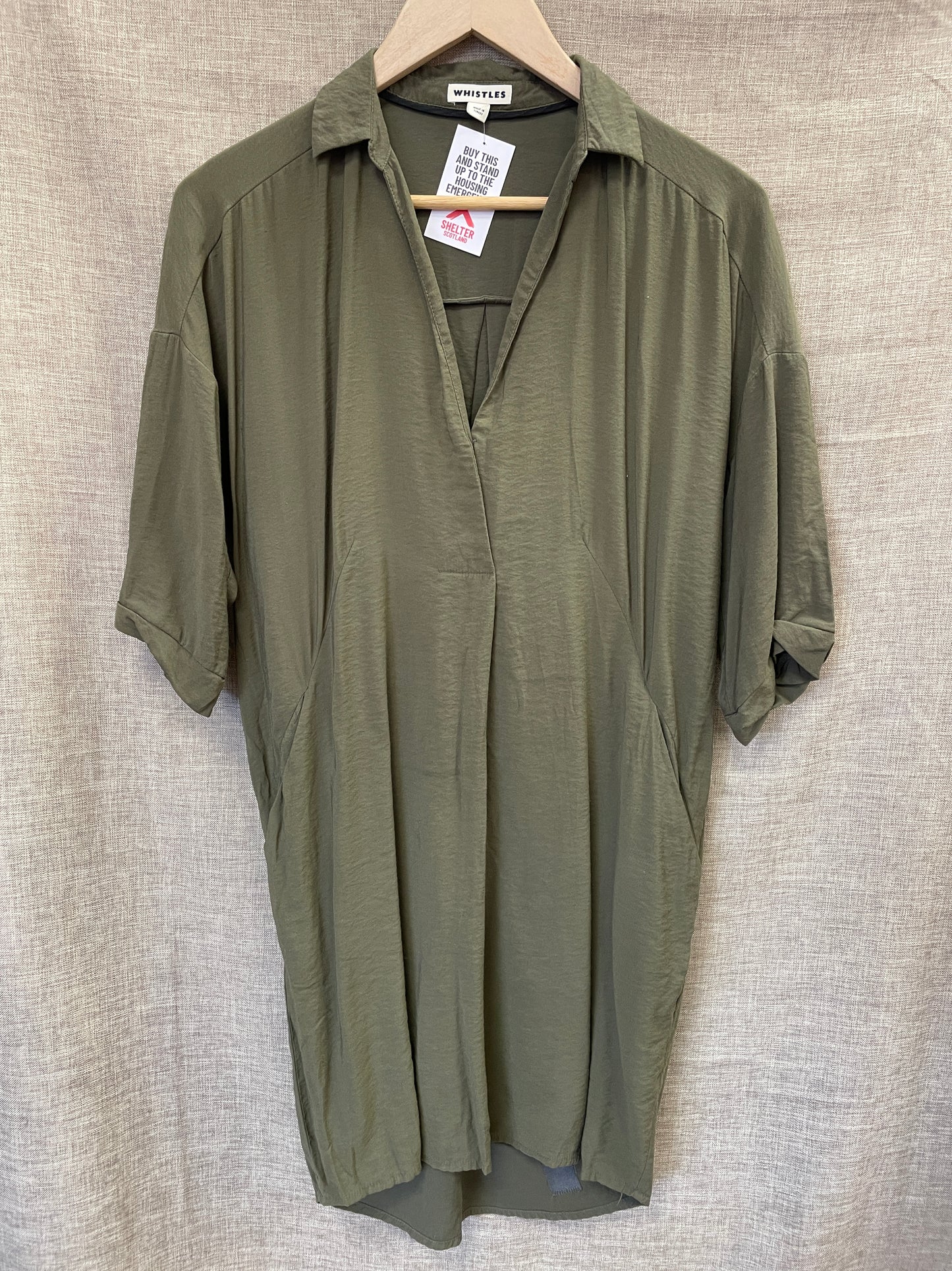 Whistles Khaki Green Short Shirt Dress UK 8