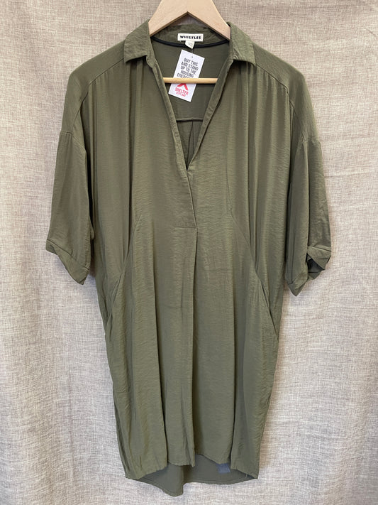 Whistles Khaki Green Short Shirt Dress UK 8