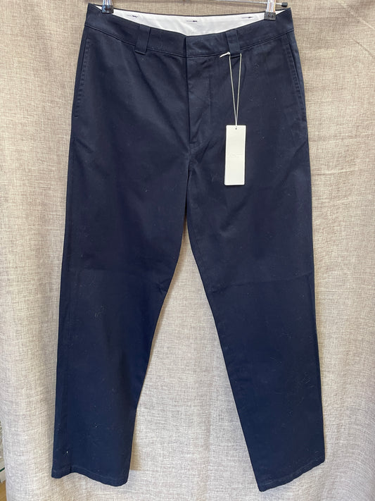 New with Tags Arket Navy Blue Cotton Straight Leg Trousers EU 46 Small