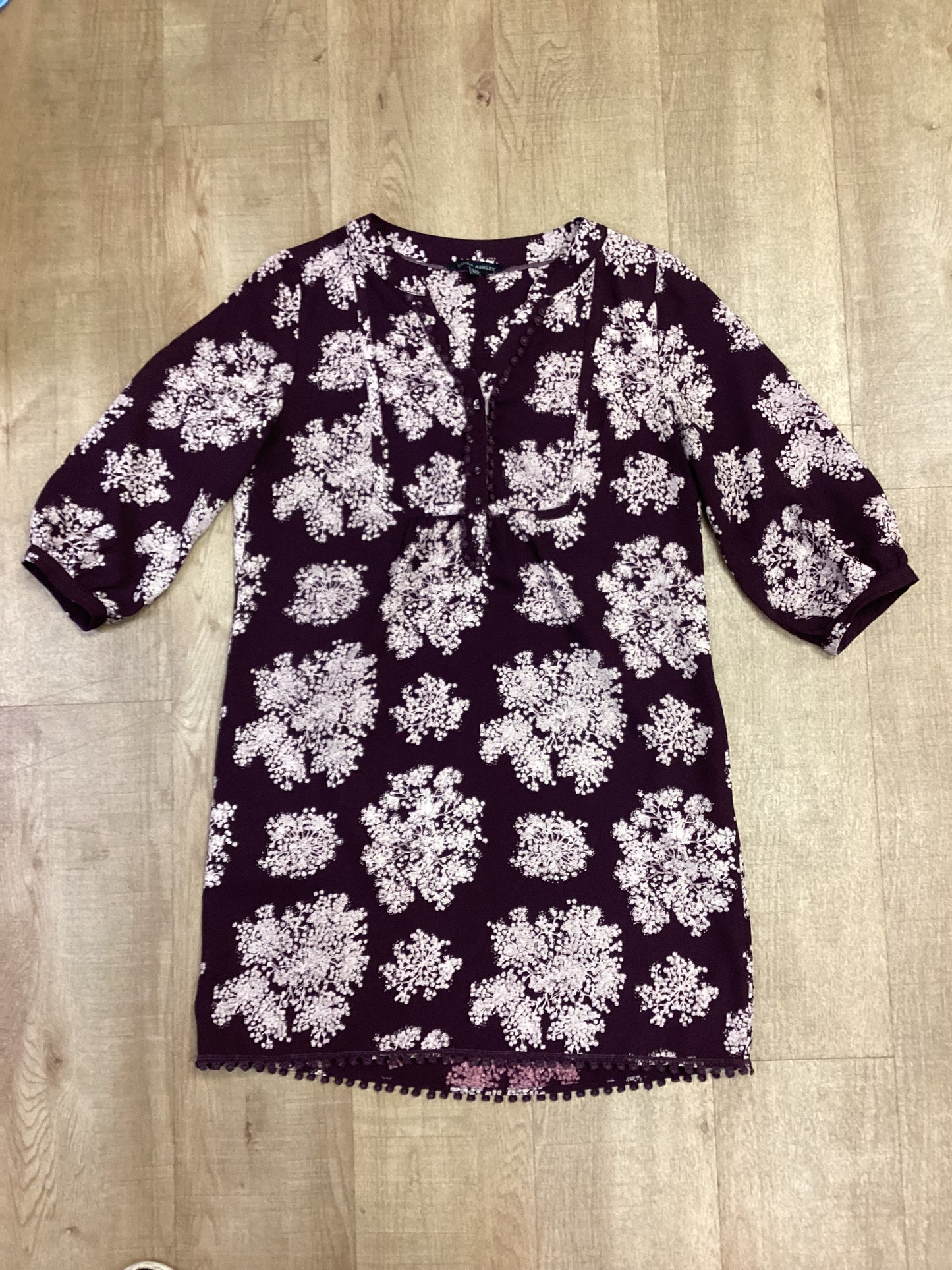 Laura Ashley Purple Floral Quarter Button-Up Dress Size 14