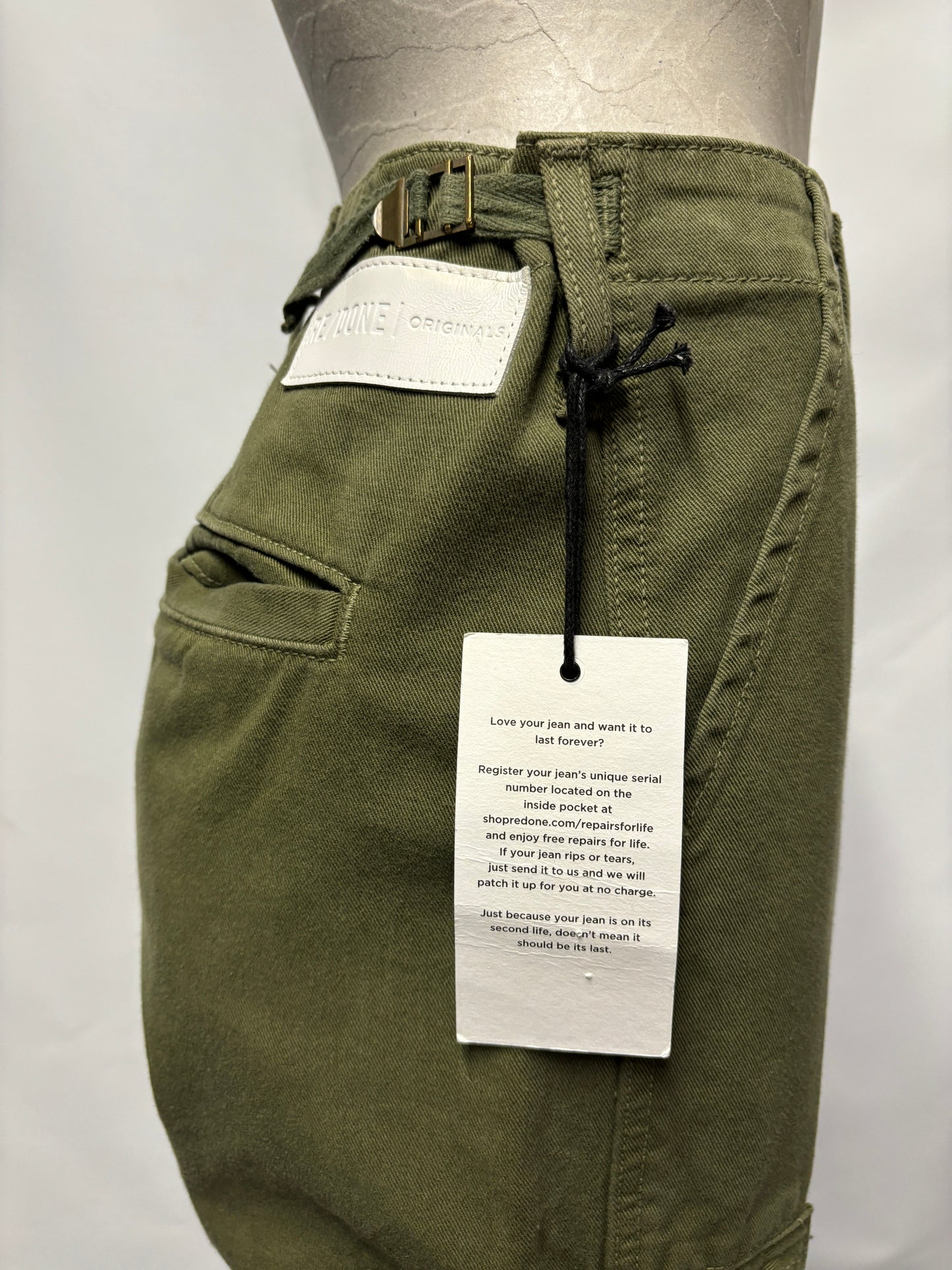 Re Done Green Cargo Trousers Small