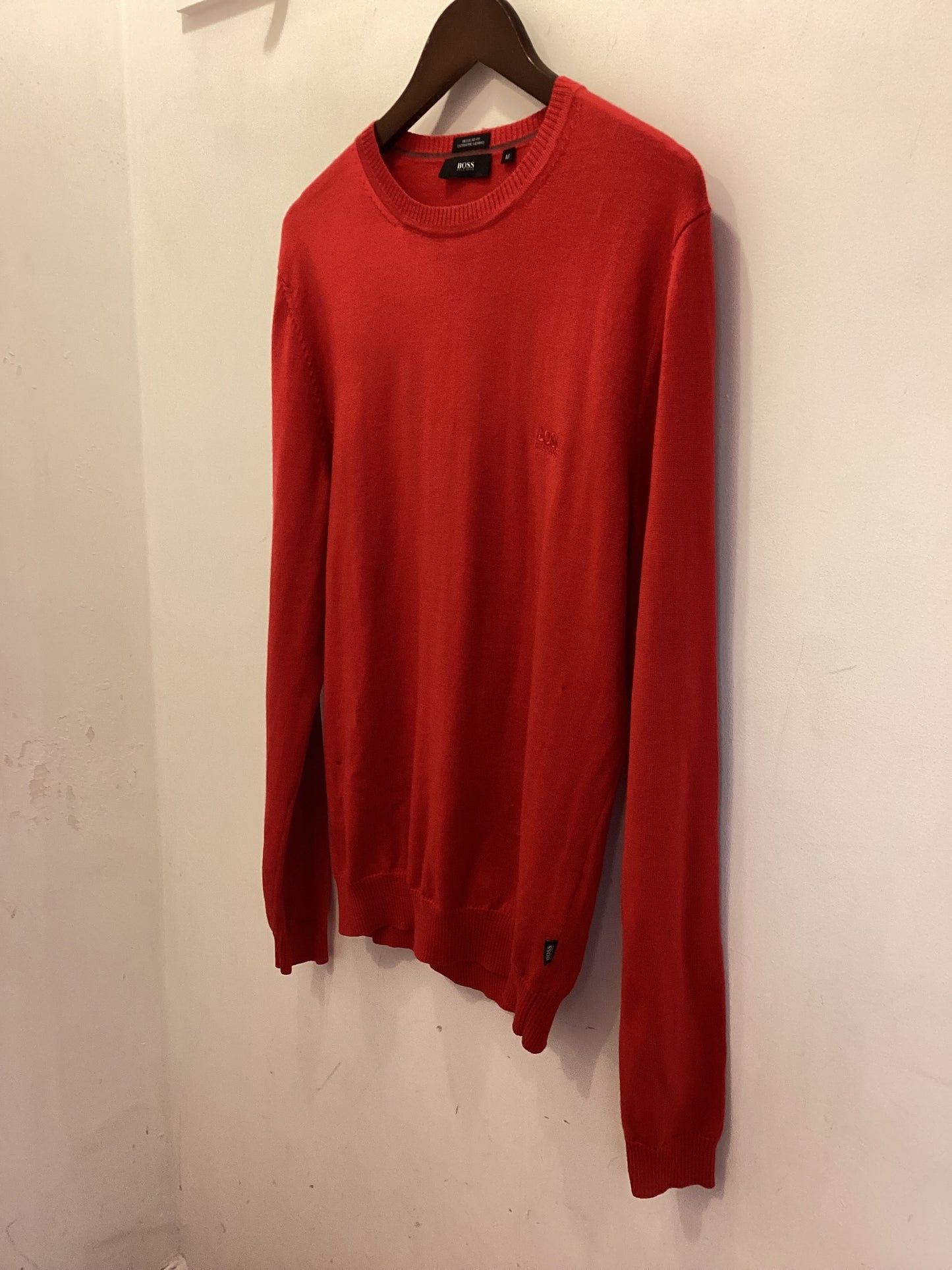 Hugo Boss Bright Red Extra Fine Merino Wool Jumper Size M