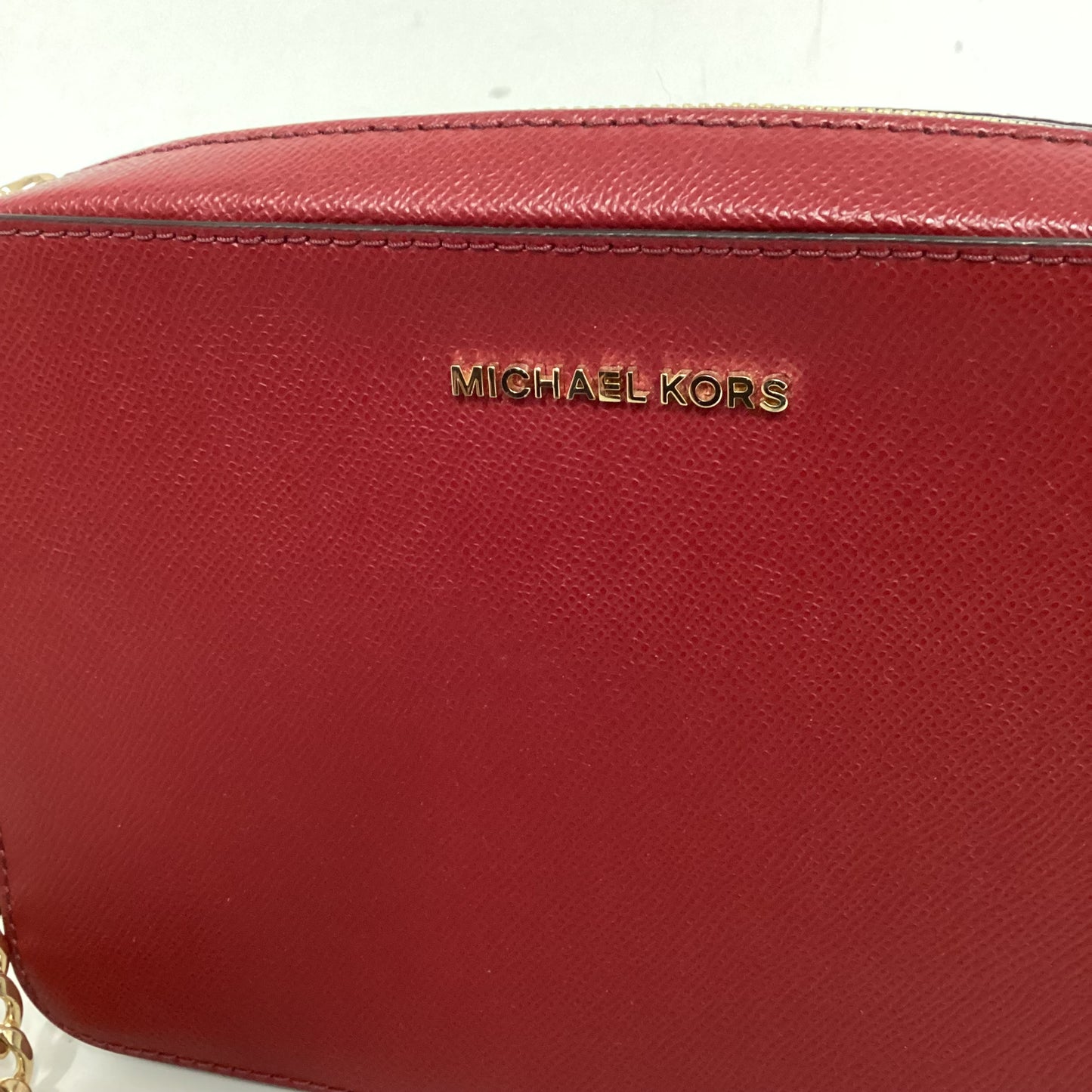 Michael Kors Red Leather Chain Clutch Handbag