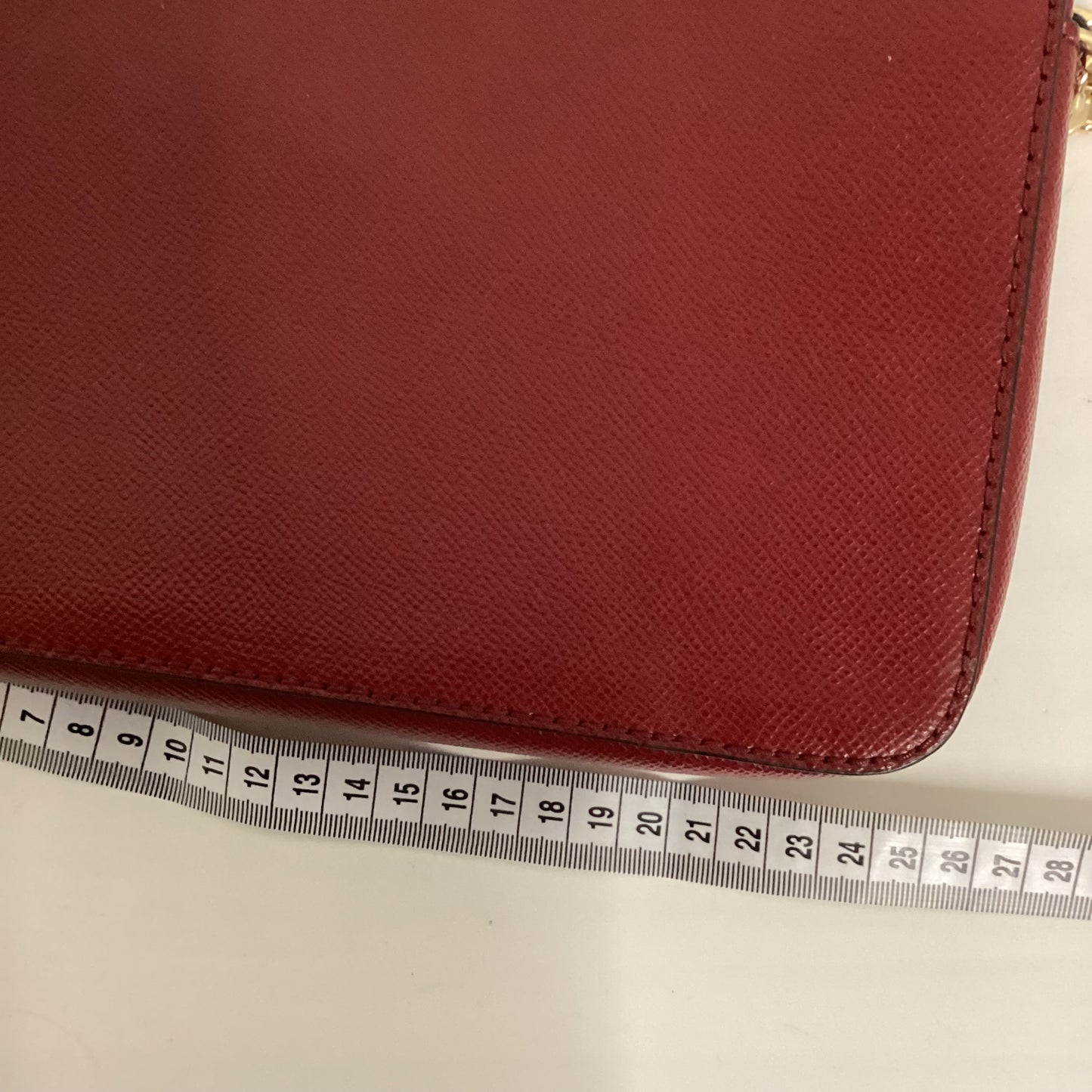 Michael Kors Red Leather Chain Clutch Handbag