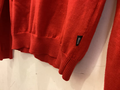 Hugo Boss Bright Red Extra Fine Merino Wool Jumper Size M