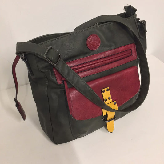 Reiker Green & Red Cross Body Shoulder Bag