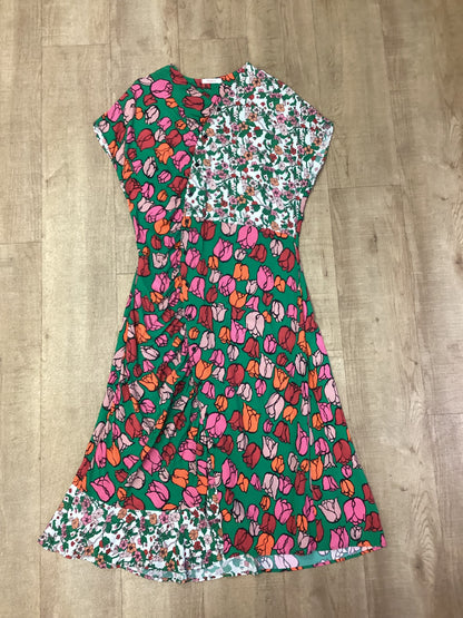 Finery Green Floral Maxi Summer Dress with Button Detail Size M/L