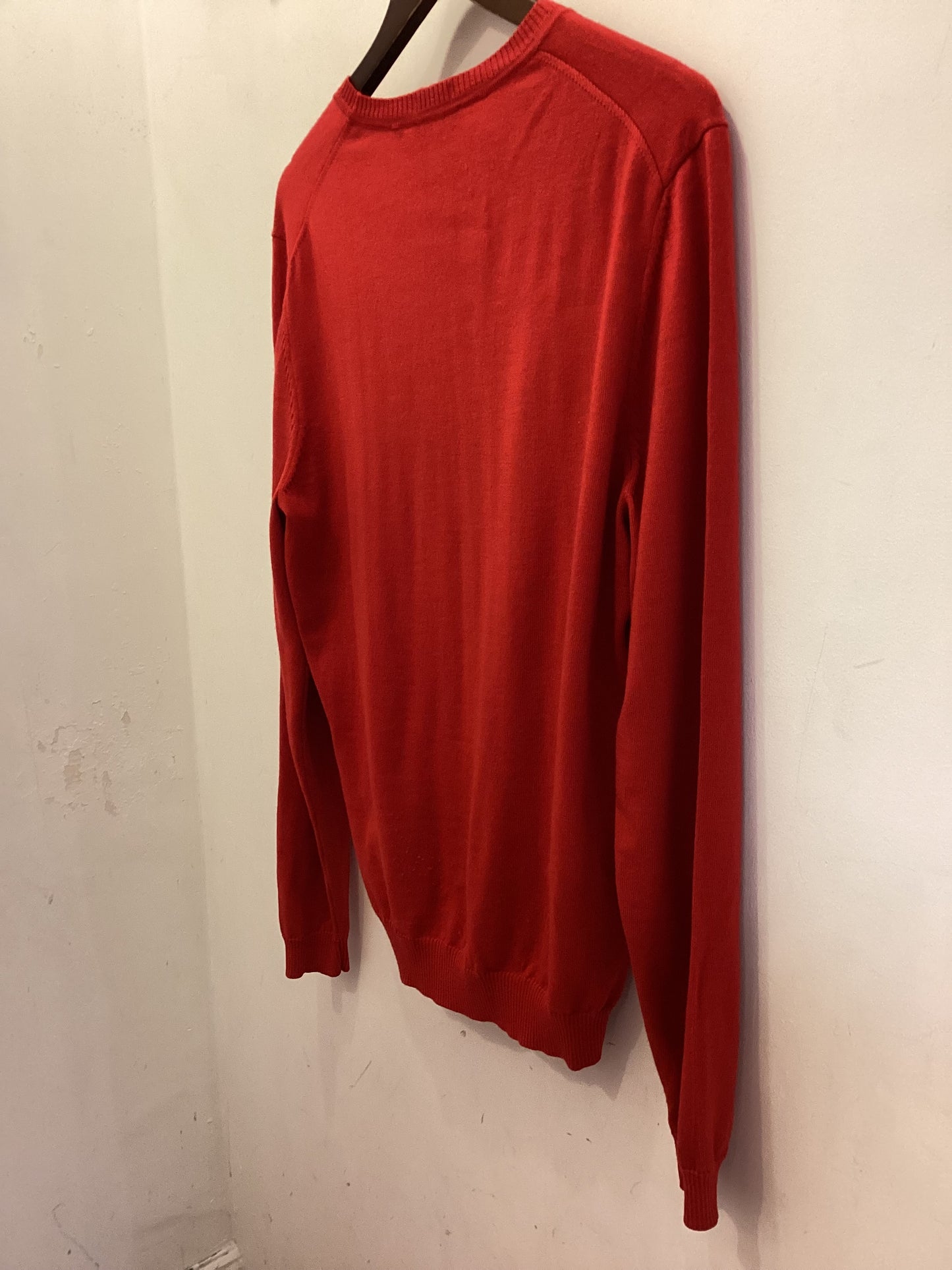 Hugo Boss Bright Red Extra Fine Merino Wool Jumper Size M