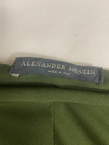 Alexander McQueen Green Draped Long Sleeve 2006 Dress 12