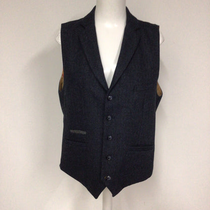 House of Cavani Blue Herringbone Waistcoat w/Multicolour Detailing Size 42R UK