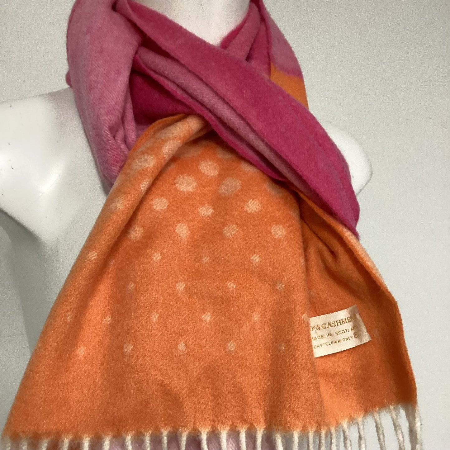 Made In Scotland Pink Orange 100% Cashmere Scarf