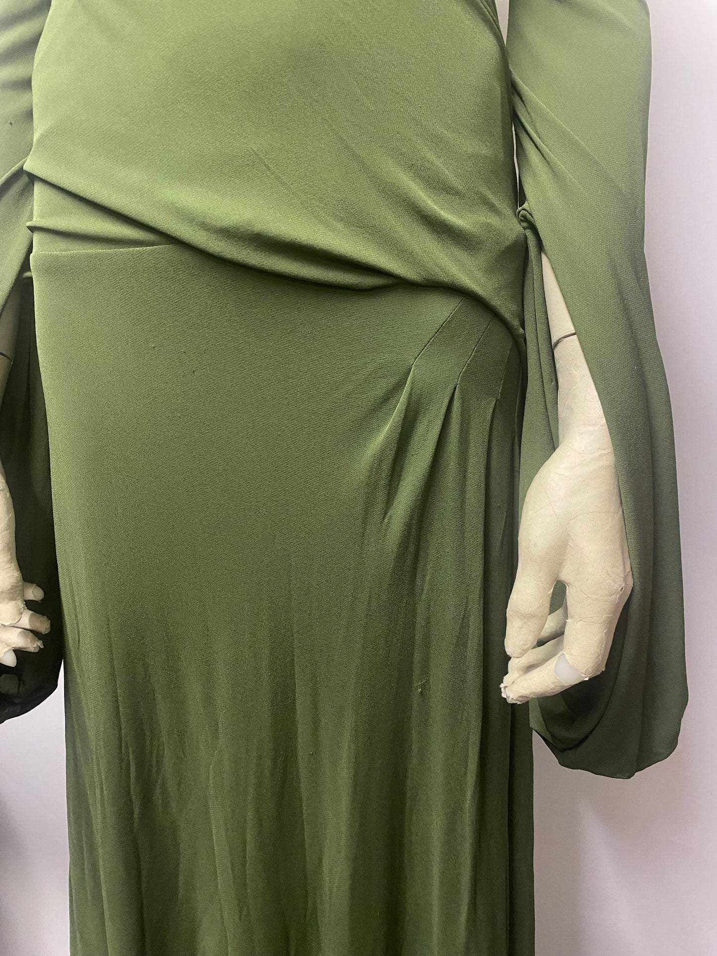 Alexander McQueen Green Draped Long Sleeve 2006 Dress 12