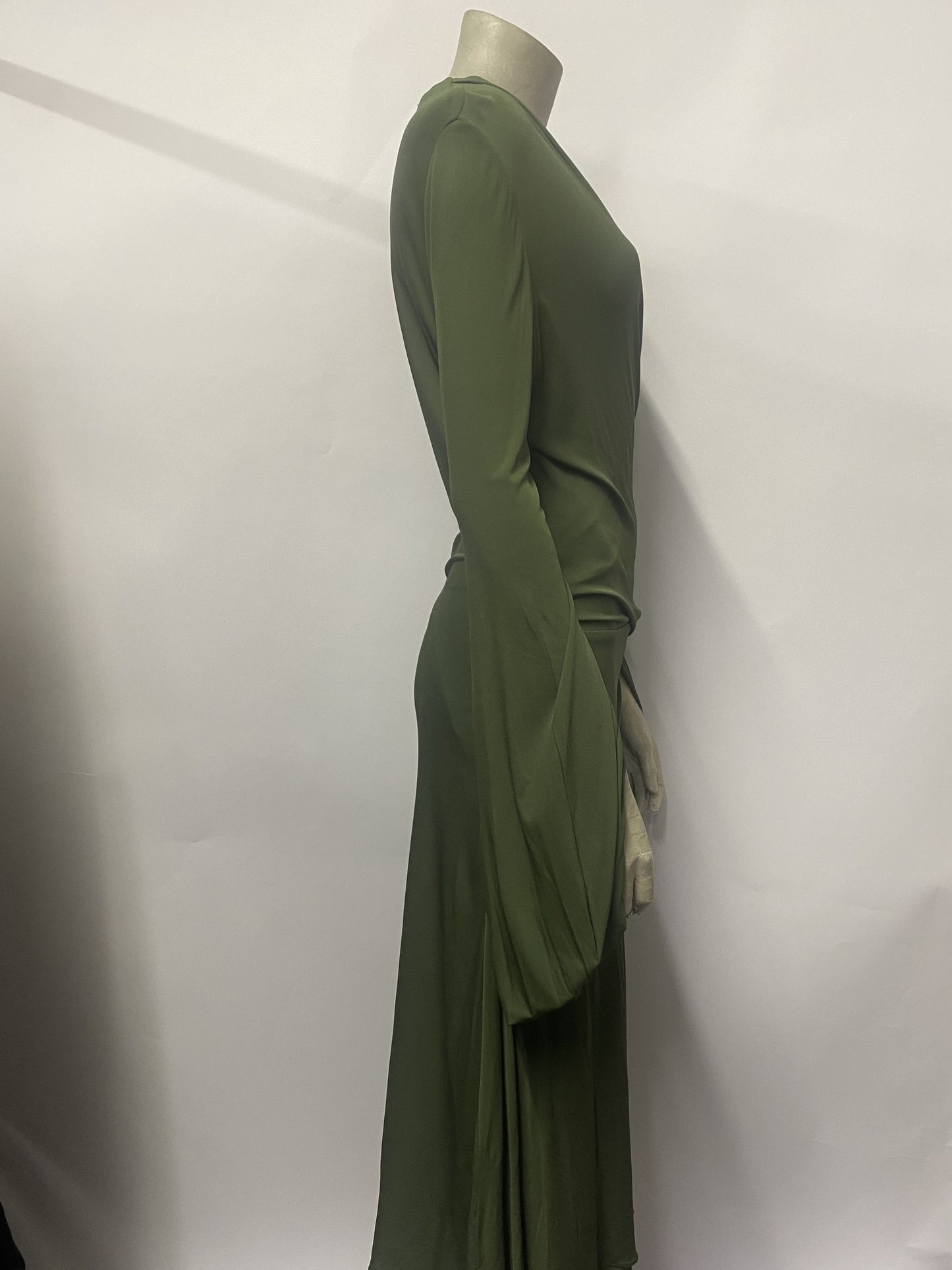 Alexander McQueen Green Draped Long Sleeve 2006 Dress 12
