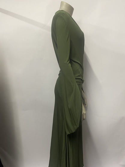 Alexander McQueen Green Draped Long Sleeve 2006 Dress 12