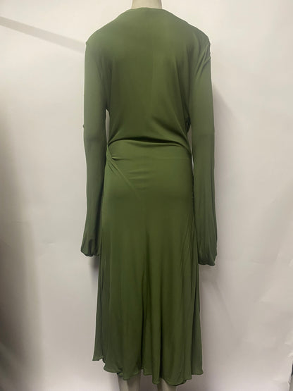 Alexander McQueen Green Draped Long Sleeve 2006 Dress 12