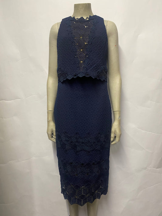 Rebecca Taylor Navy Lace 2 piece Skirt Set 8