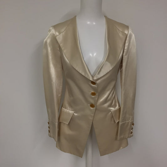 Vivienne Westwood Milan Cream Shiny Jacket 100% Cotton Size 42 on label