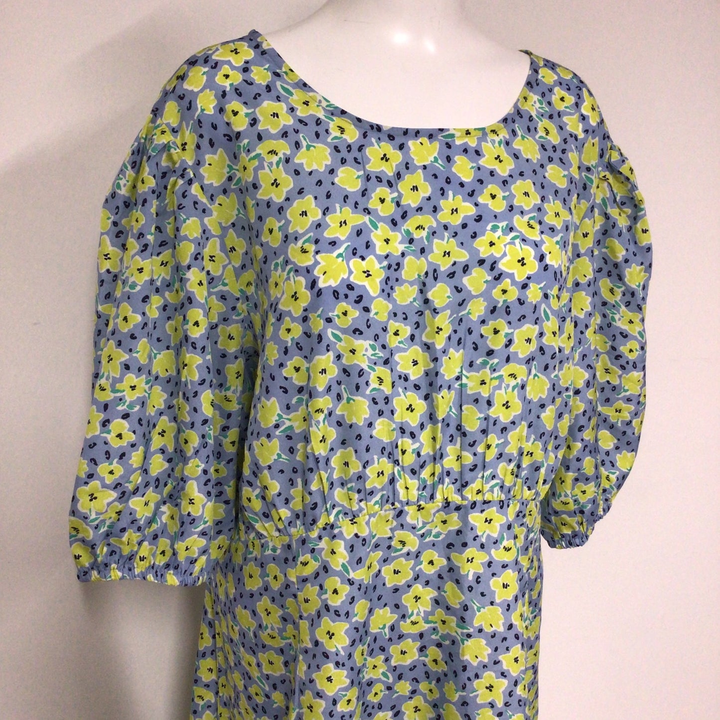 BNWT Wednesday's Girl Blue & Yellow Floral Cut Out Dress Size 24 UK