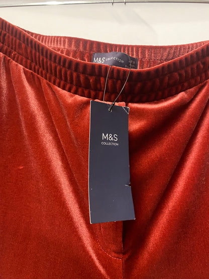 Marks and Spencer Pink Velour Flared Trousers 20 BNWT