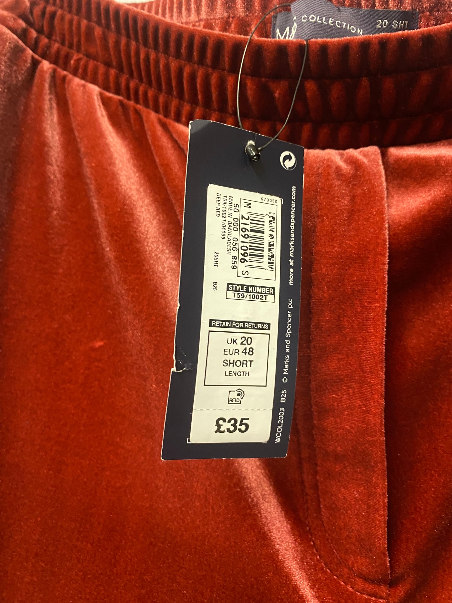 Marks and Spencer Pink Velour Flared Trousers 20 BNWT