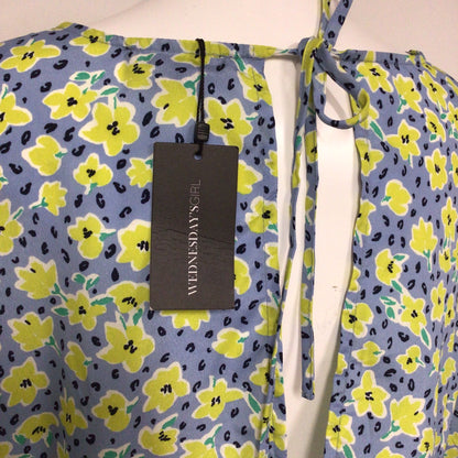 BNWT Wednesday's Girl Blue & Yellow Floral Cut Out Dress Size 24 UK