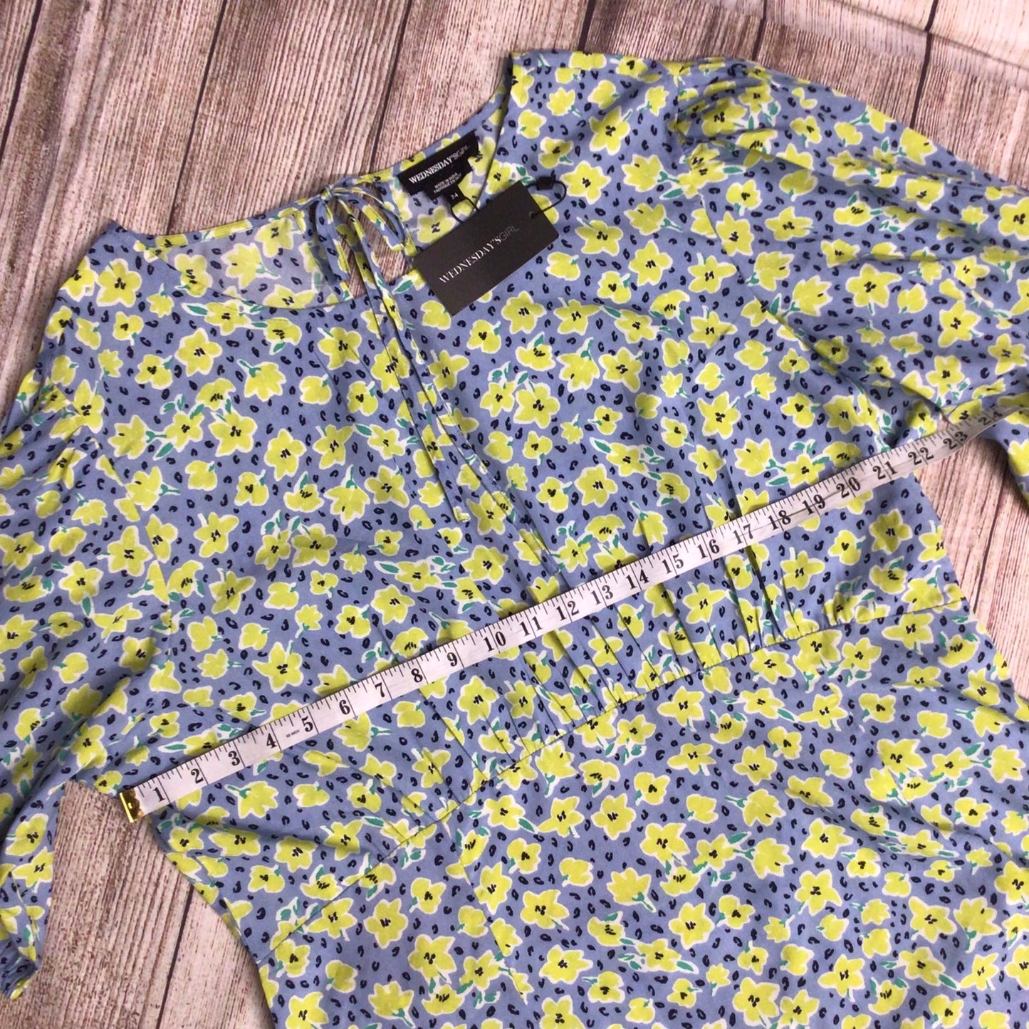 BNWT Wednesday's Girl Blue & Yellow Floral Cut Out Dress Size 24 UK