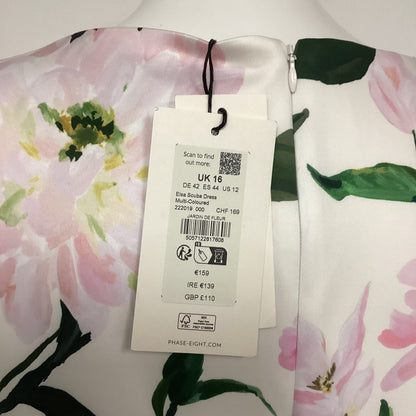 BNWT Phase Eight White Floral Elsa Scuba Dress Size 16 RRP £110