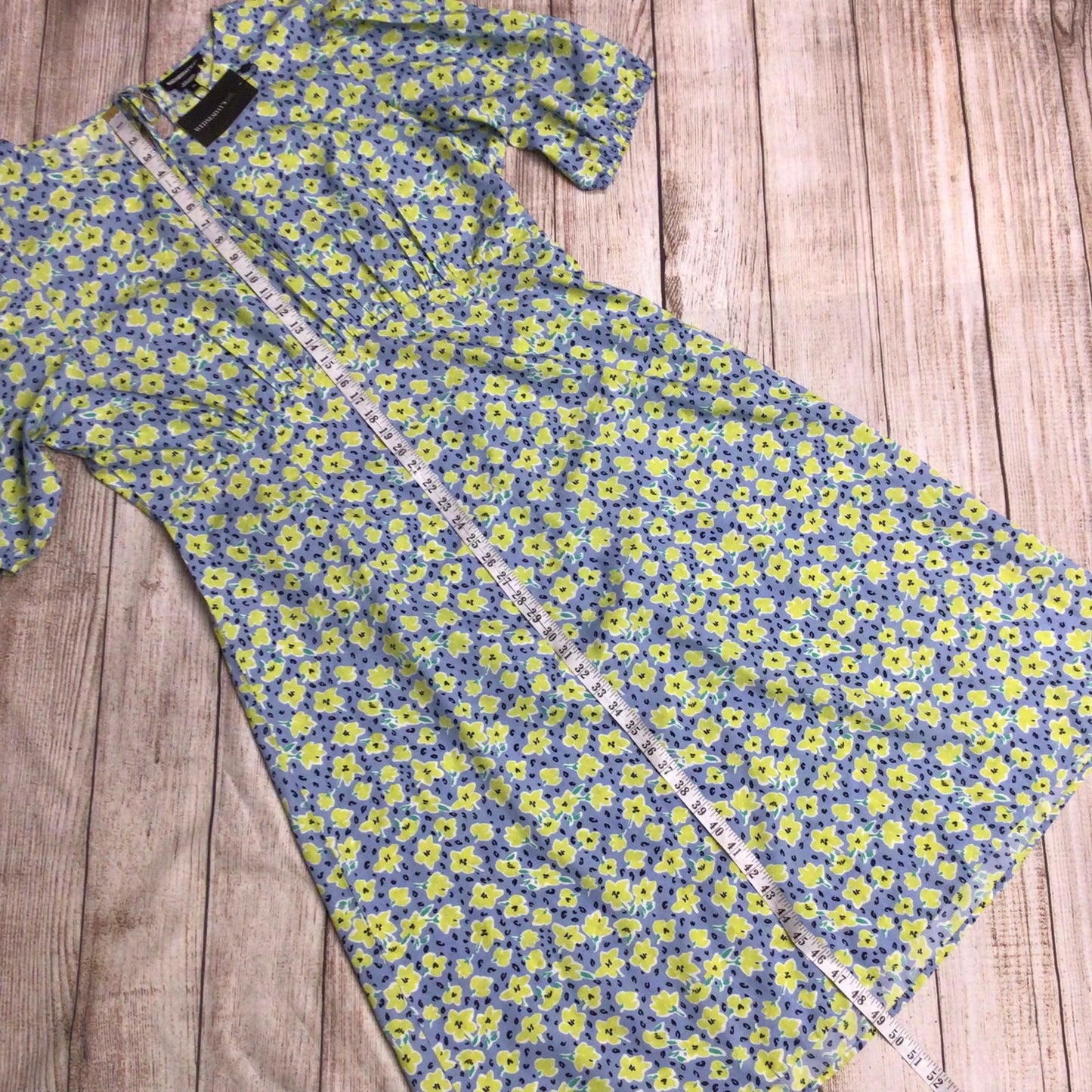 BNWT Wednesday's Girl Blue & Yellow Floral Cut Out Dress Size 24 UK