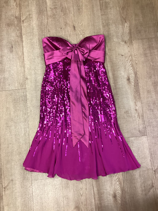 Frank Usher Hot Pink Sequined Silk Strapless Dress Size 14