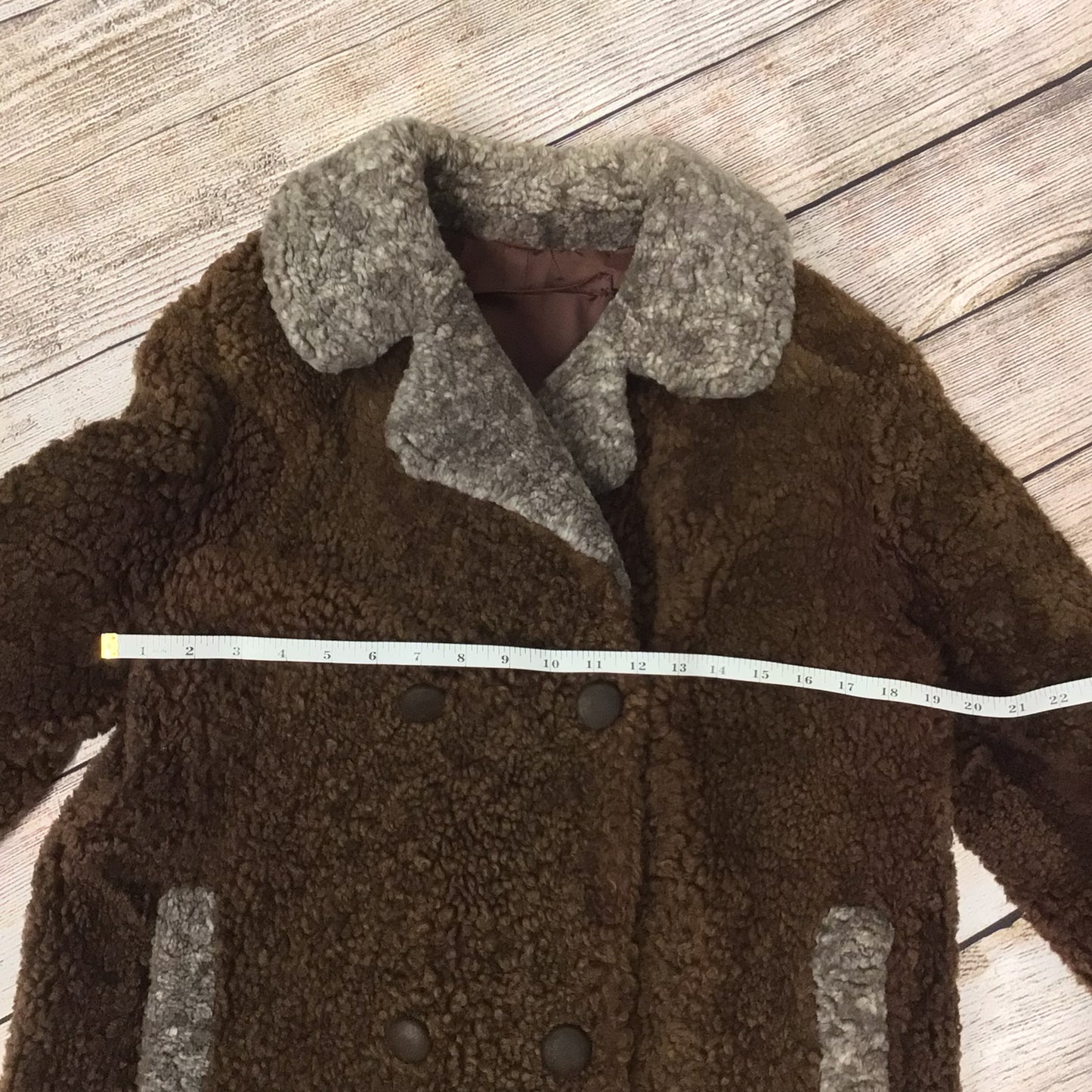 Vintage Woolly Teddy Bear Brown & Grey Coat Size S (approx.)