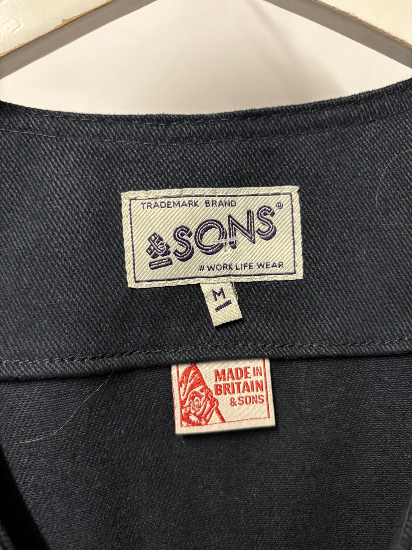 & Sons Blue Cotton Work Wear Waistcoat Medium