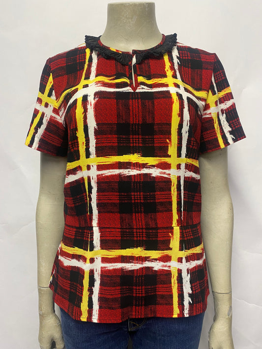 Marc Jacobs Red Large Check Print Top Small