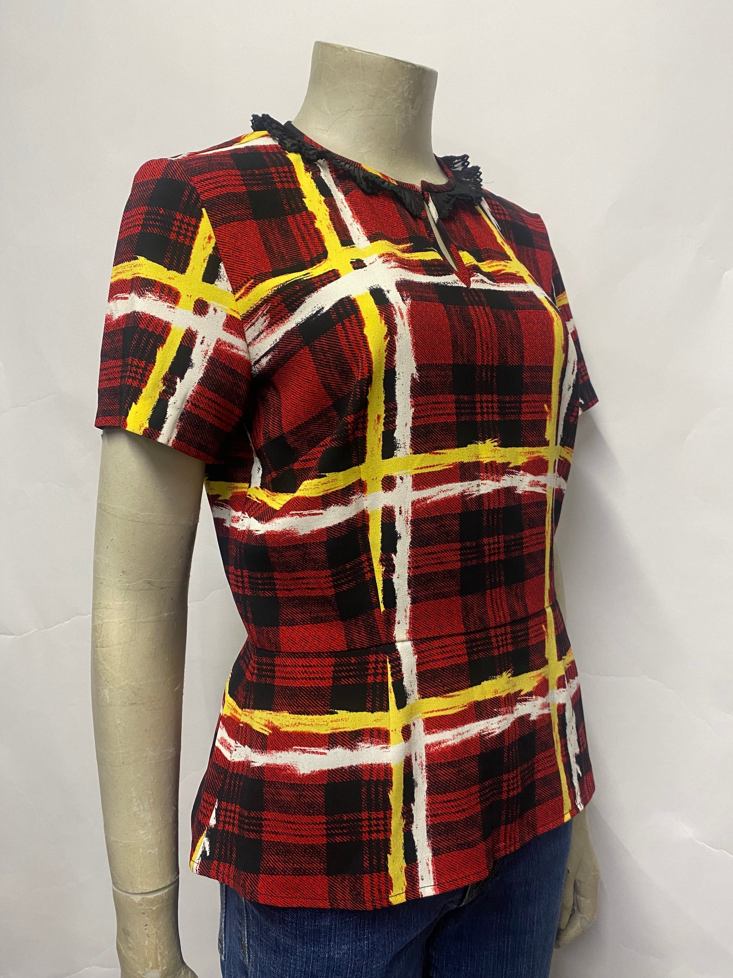 Marc Jacobs Red Large Check Print Top Small