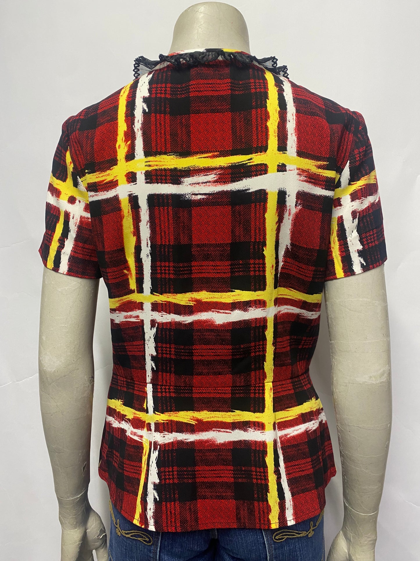 Marc Jacobs Red Large Check Print Top Small