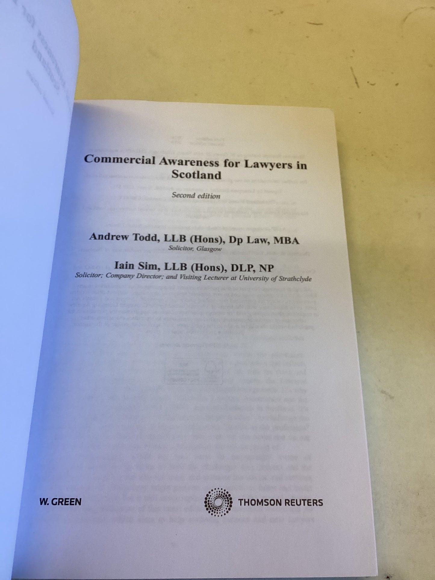 Commercial Awareness For Lawyers In Scotland Second Edition Andrew Todd and Iain Sim