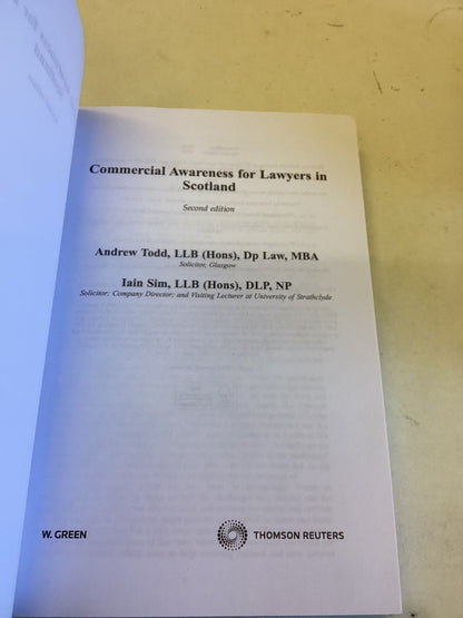 Commercial Awareness For Lawyers In Scotland Second Edition Andrew Todd and Iain Sim
