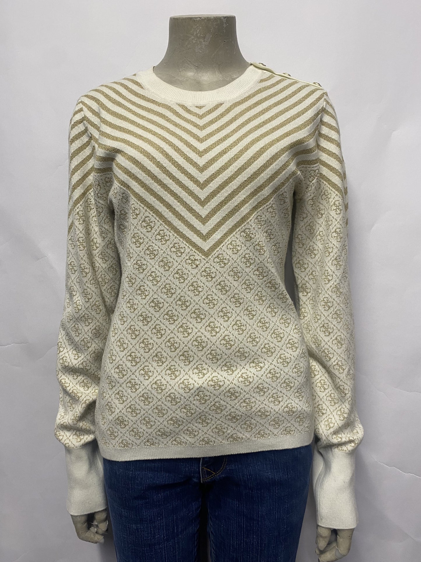 Guess Cream and Gold Jumper UK12