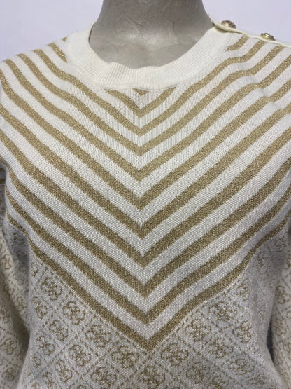 Guess Cream and Gold Jumper UK12