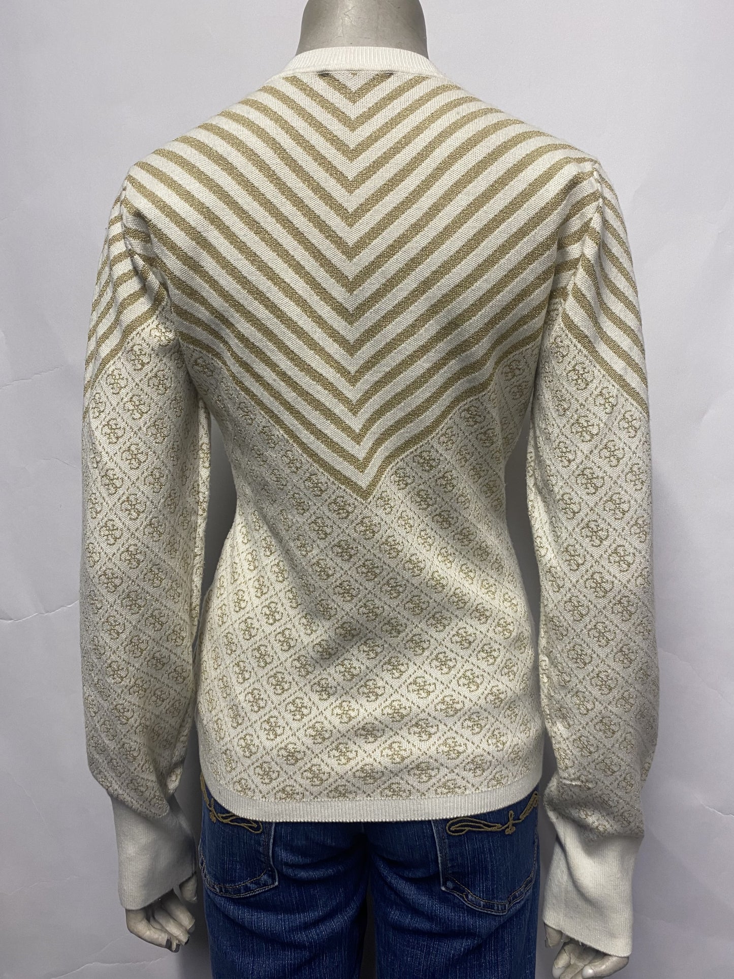 Guess Cream and Gold Jumper UK12