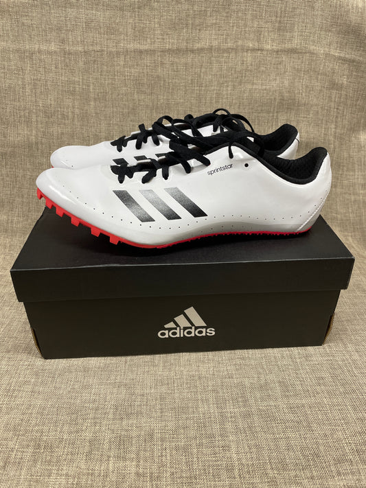 New in Box Adidas Sprintstar White with Black Spike Running Shoes UK 10