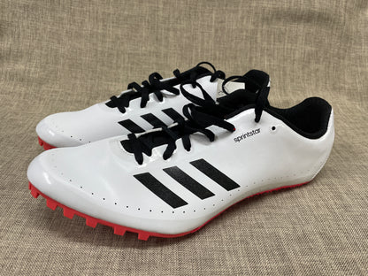 New in Box Adidas Sprintstar White with Black Spike Running Shoes UK 10
