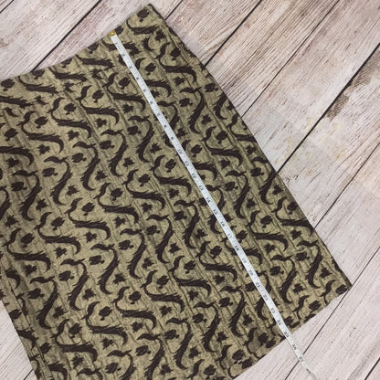 Dries Van Noten Gold & Brown Patterned Wool & Metal Fibre Blend Skirt Size 12 (40 on label)