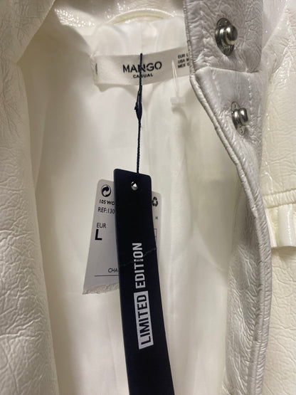 Mango White Patent Biker Style Jacket L BNWT